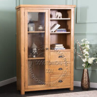 Tủ trang trí phòng khách Harris TLN-049TU gỗ sồi Mỹ, 1 cánh kính, 3 ngăn kéo, 110x190cm
