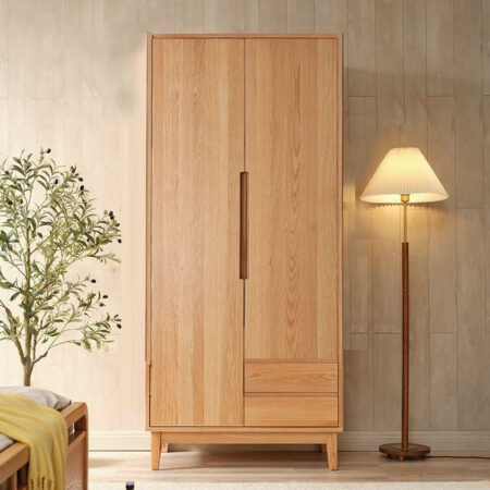 Tủ quần áo Zen 2 cánh, 2 ngăn kéo, rộng 1m2, gỗ sồi tự nhiên