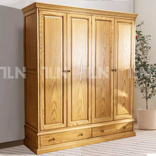 Tủ quần áo gỗ sồi Tuscany 4 cánh