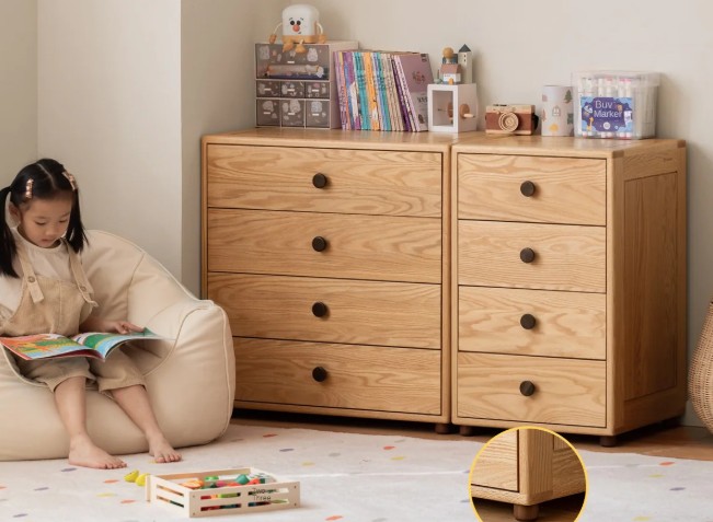 Tủ 8 ngăn kéo gỗ sồi sử dụng trong phòng ngủ trẻ em