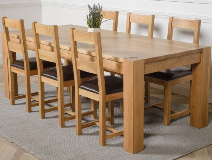Bộ bàn ăn gỗ sồi 6 ghế, bàn ăn có thể chọn cỡ 1m6-1m8