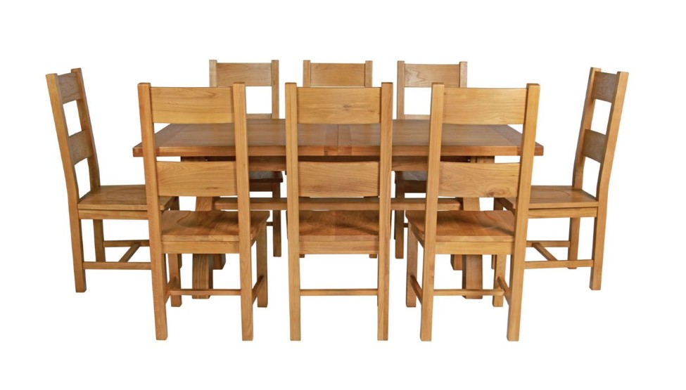 Bộ bàn ăn gỗ sồi 8 ghế, bàn ăn có thể chọn kích thước từ 1m6-2m