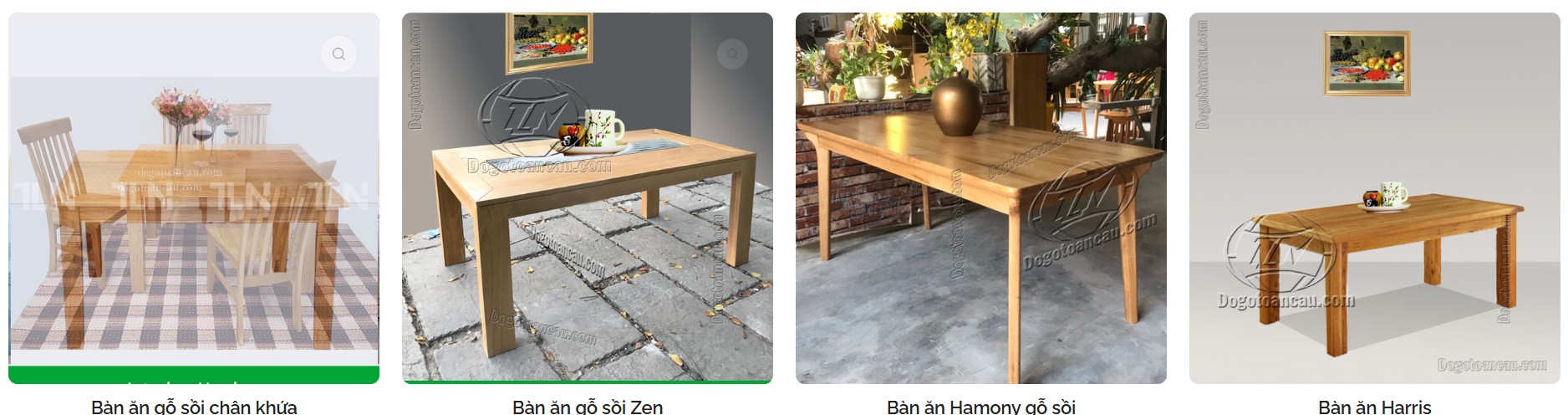 4 mẫu bàn ăn chữ nhật gỗ sồi của Thái Lan Nam