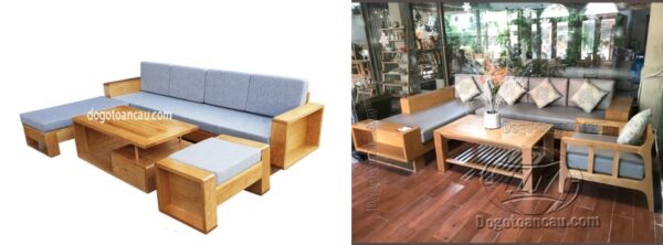 Kiểu sofa gỗ sồi chữ L - Nội thất Thái Lan Nam