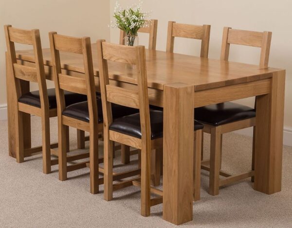 bộ bàn ăn gỗ sồi Chunky 1 bàn 6 ghế
