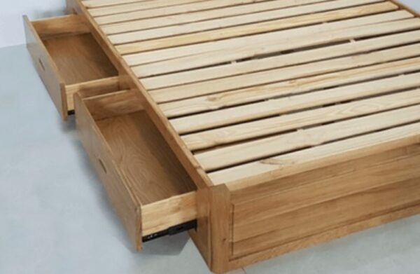 cận cảnh thiết kế ngăn kéo bên hông của giường Nova