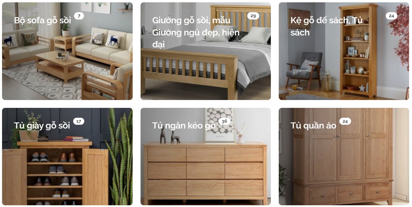 Danh mục sản phẩm nội thất gỗ sồi cao cấp của Thái Lan Nam