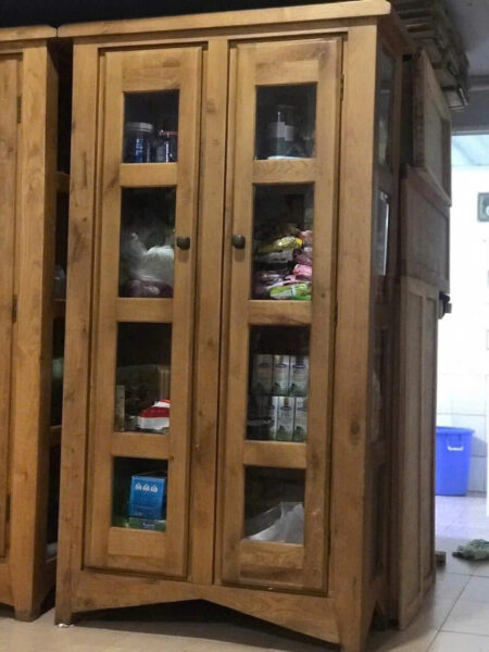 Tủ trưng bày gỗ sồi 2 cánh kính, 100x180cm TLN-396TU